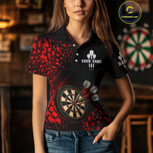 Load image into Gallery viewer, Women's Custom Dart Shirt - 3D Dartboard With Red Geometric Shards, Dart Team Jersey NYN0248