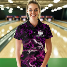 Load image into Gallery viewer, Custom Purple Bowling Shirt Dinosaur Bowling Jersey Quarter Zip Bowling League QZT632