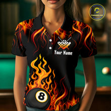 Load image into Gallery viewer, Billiard Fire 8 Ball Flame Custom Women&#39;s Billiard Shirts, Billiard Team Pool Jerseys |Orange TDM4011