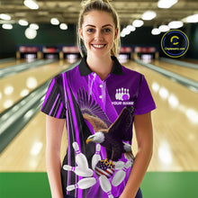 Load image into Gallery viewer, Custom Purple Eagle Bowling Shirt for Men Women Team Bowling Polo Shirts &amp; 1/4 Zip MBL95