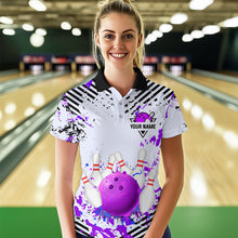 Load image into Gallery viewer, Purple Bowling Shirts Custom Watercolor Bowling Jersey for Men Women with Team Name MBL53