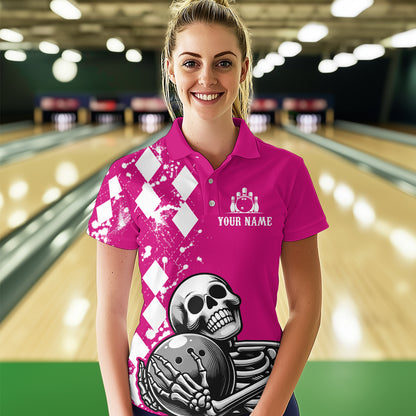 Skull Bowling Shirt for Women Custom Bowling Jersey Bowling Polo Shirt QZT245