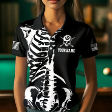 Load image into Gallery viewer, Custom Skull Bone 8 Ball Billiard Shirts for Women Billiard Team Jerseys Polo &amp; 1/4 Zip Shirts NNT47