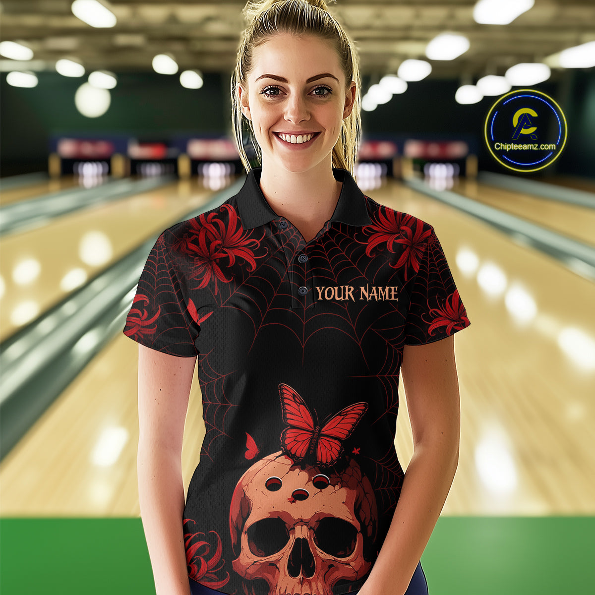Skull Halloween Team Shirt Custom Horror Bowling Jersey for Women Bowling League Bowling Outfit QZT734