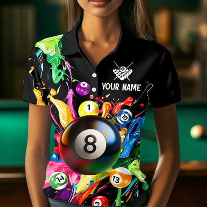 Colorful Ball Billiard Jersey Personalized Billiard Shirt for Women, Billiard Team Jersey Polo & 1/4 Zip NNT31