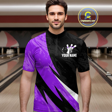 Load image into Gallery viewer, Custom Purple Bowling Custom Men Bowling Shirt Polo &amp; Quarter-Zip Bowling Team Jerseys HNT75