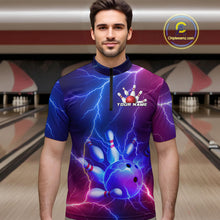 Load image into Gallery viewer, Purple Lightning Bowling Shirts for Men Women Custom Team Bowling Jerseys MBL155