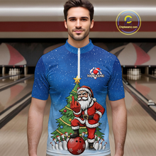 Load image into Gallery viewer, Custom Funny Santa Christmas Bowling Jersey for Men Bowling Team Shirts Polo &amp; 1/4 Zip HNT139