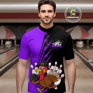 Purple Turkey Bowling Shirts for Women Men Team Custom Bowling Jerseys Thanksgiving MBL180