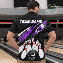 Load image into Gallery viewer, Custom Purple Funny Bowling Jersey for Men Bowling Uniform Polo &amp; 1/4 Zip Bowling Team Shirts HNT128