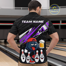 Load image into Gallery viewer, Custom Purple Beer Bowling Jersey for Men Bowling Team Shirts Bowling Uniform Polo &amp; 1/4 Zip HNT133