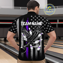 Load image into Gallery viewer, Custom Purple US Flag Eagle Bowling Jersey for Men Bowling Team Shirts Polo &amp; 1/4 Zip HNT119