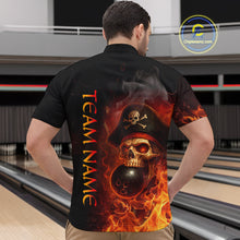 Load image into Gallery viewer, Orange Flame Pirate Skull Bowling Team Shirt for Men Bowling League Jersey Polo Bowling Outfit QZT763