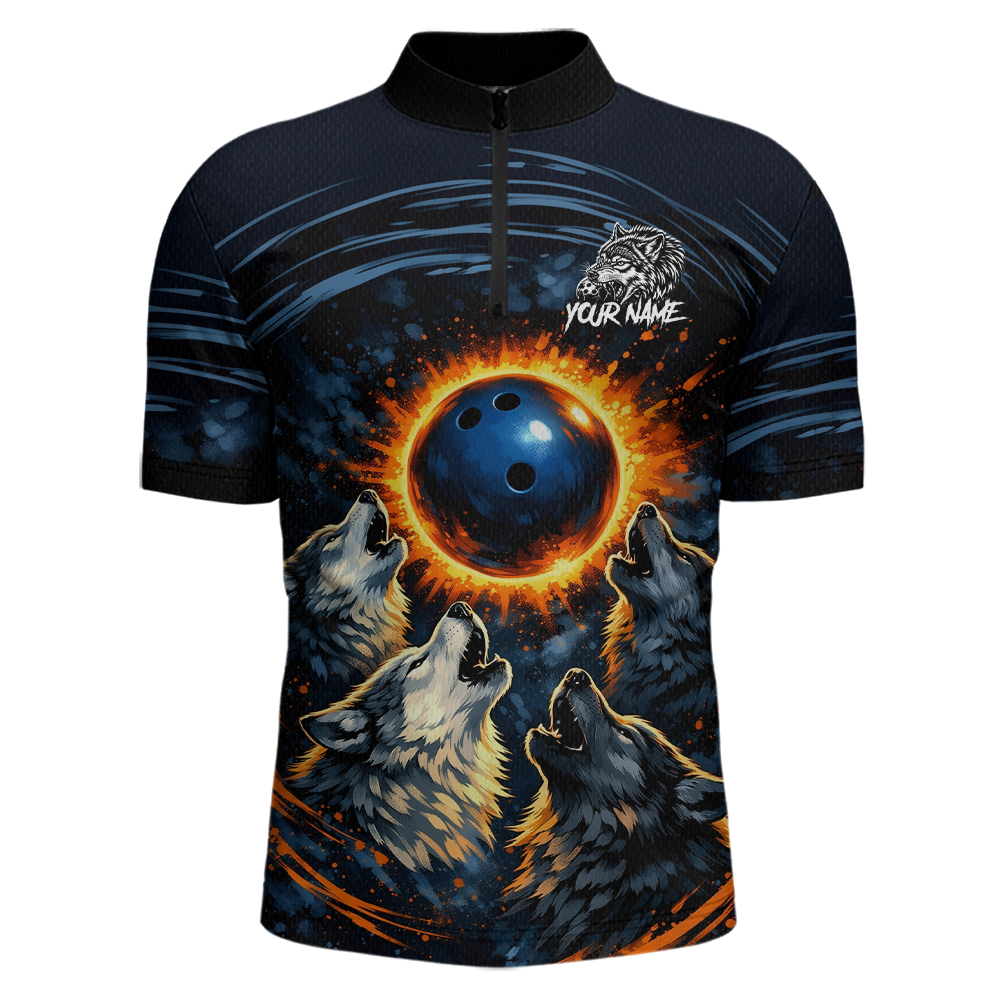Wolf Bowling Jersey for Men Polo & 1/4 Zip Custom Wolf Bowling Team Shirts Bowling League HNT205