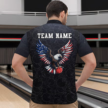 Load image into Gallery viewer, Personalized US Flag Bowling Shirt Eagle Bowling Jersey Quarter-Zip Shirt Bowling for Men QZT274