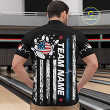 Load image into Gallery viewer, American Flag Bowling Custom Men Bowling Shirt Polo &amp; Quarter-Zip Bowling Team Jerseys HNT54