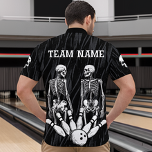 Load image into Gallery viewer, Skull Bowling Shirt for Men 3D Custom Name Team League Bowling Jersey Polo &amp; Quarter-Zip HNT20