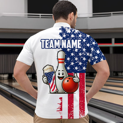 Custom Beer Bowling Shirts 1/4 Zip American Beer Bowling Jersey for Men QZT444