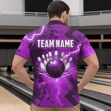 Load image into Gallery viewer, Thunder Lightning Bowling Shirt Purple Bowling Jersey Men Women Team Bowling Shirts MBL64
