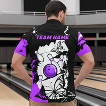Load image into Gallery viewer, Custom Purple Butterflies Bowling Shirt for Men Women Team Bowling Polo&amp;Quater Zip MBL76
