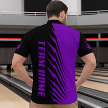 Load image into Gallery viewer, Custom Purple Bowling Shirts for Men Women Team Bowling Polo &amp; 1/4 Zip Shirt MBL48