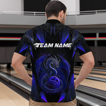 Load image into Gallery viewer, Blue Dragon Personalized Bowling Shirts For Men, Bowling Team Shirt Polo &amp; Quarter-Zip HNT40