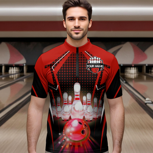 Custom Quarter-Zip Bowling Shirt Men Bowling Team Jersey QZT59