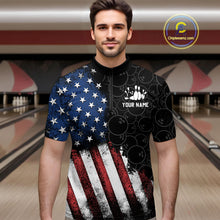 Load image into Gallery viewer, Personalized American Bowling Shirt Quarter-Zip Bowling Jersey Patriotic Bowling Outfit QZT684