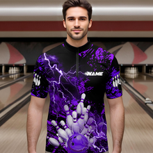 Load image into Gallery viewer, Purple Thunder Lightning Bowling Shirt Custom Colorful Bowling Jersey Men Women Team MBL67