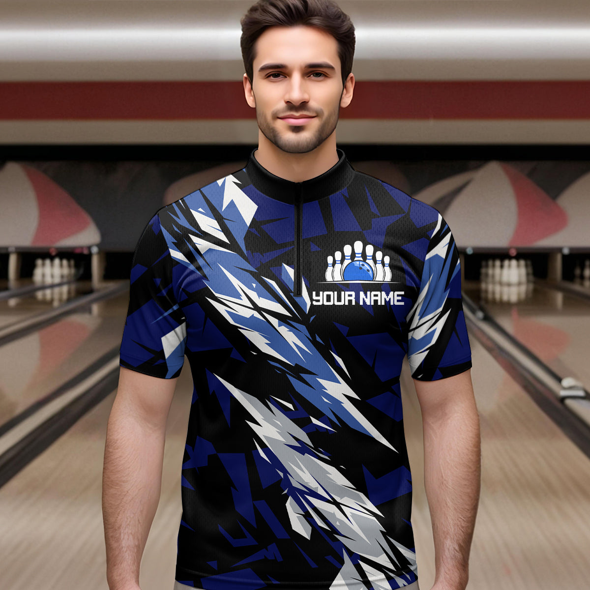 Custom Bowling League Shirts For Men with Name Bowling Team Jerseys Polo & Quarter- Zip HNT37