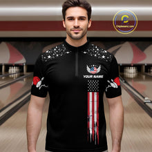 Load image into Gallery viewer, American Flag Bowling Custom Men Bowling Shirt Polo &amp; Quarter-Zip Bowling Team Jerseys HNT54