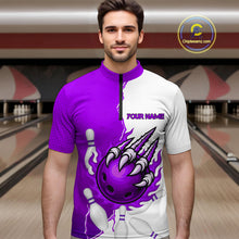 Load image into Gallery viewer, Custom Sharp Claws Bowling Shirt Purple Men Women Team Bowling Flaming Jerseys MBL91
