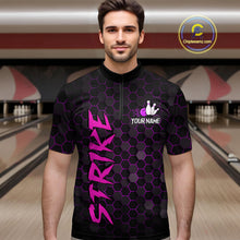 Load image into Gallery viewer, Custom Strike Purple Bowling Men Bowling Shirt Polo &amp; Quarter-Zip Bowling Team Jerseys HNT79