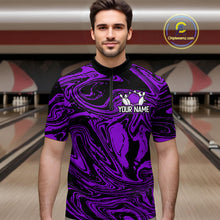 Load image into Gallery viewer, Custom Purple Bowling Men Bowling Shirt Polo &amp; Quarter-Zip Bowling Team Jerseys HNT81