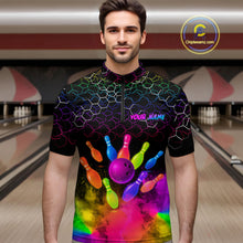 Load image into Gallery viewer, Colorful Bowling Custom Men Bowling Shirt Polo &amp; Quarter-Zip Bowling Team Jerseys HNT73