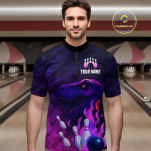 Load image into Gallery viewer, Dinosaur Purple Bowling Shirts for Men Women Custom Team Bowling Jerseys for Bowlers MBL133