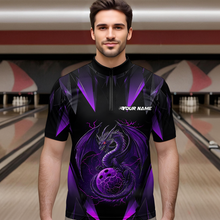 Load image into Gallery viewer, Purple Dragon Personalized Bowling Shirts For Men, Bowling Team Shirt Polo &amp; Quarter-Zip HNT40