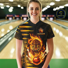 Load image into Gallery viewer, Custom Flame Tiger Bowling Team Jersey Bowling Shirt for Women Bowling League Polo &amp; 1/4 Zip HNT201