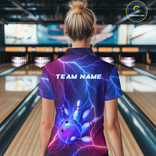 Load image into Gallery viewer, Purple Lightning Bowling Shirts for Men Women Custom Team Bowling Jerseys MBL155