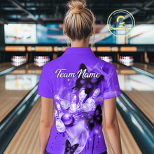 Load image into Gallery viewer, Custom Purple Butterflies Bowling Shirts for Men Women Team MBL120