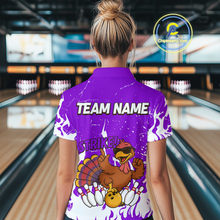 Load image into Gallery viewer, Custom Purple Funny Turkey Bowling Jersey for Women Thanksgiving Bowling Team Shirts HNT115