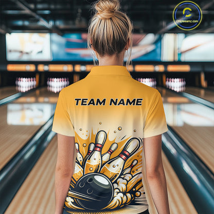 Funny Beer Bowling Jersey for Women Custom Bowling Uniform Polo & 1/4 Zip Team Bowling Shirts HNT118