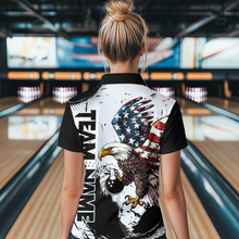 Load image into Gallery viewer, Personalized Eagle Bowling Shirts Patriotic Bowling Jersey for Women 1/4 Zip Shirt QZT307