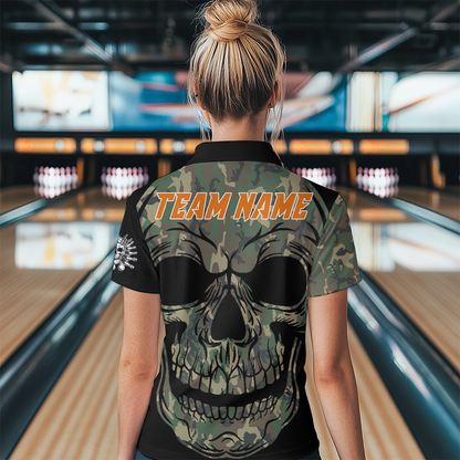 Camo Bowling Shirt Custom Skull Bowling Jersey Women Bowling Quarter-Zip Shirt For Team BDT284