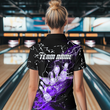 Load image into Gallery viewer, Custom Purple Lightning Bowling Shirts for Men Women Team Bowling Polo &amp; 1/4 Zip MBL80