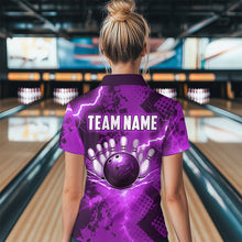 Load image into Gallery viewer, Thunder Lightning Bowling Shirt Purple Bowling Jersey Men Women Team Bowling Shirts MBL64