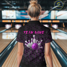 Load image into Gallery viewer, Custom Strike Purple Bowling Women Bowling Shirt Polo &amp; Quarter-Zip Bowling Team Jerseys HNT79