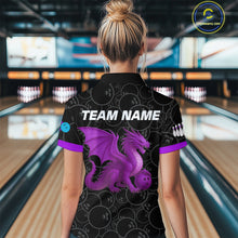 Load image into Gallery viewer, Custom Purple Dragon Bowling Shirts for Men Women Team Bowling Polo &amp; Quarter Zip MBL86