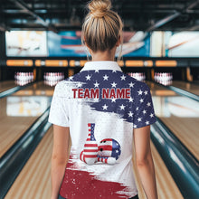 Load image into Gallery viewer, American Flag Bowling Quarter-Zip Shirt Custom Bowling Jersey for Women Bowling Team League QZT52