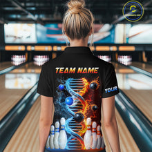 Load image into Gallery viewer, Custom Flame &amp; Water DNA Bowling Shirt My DNA Quarter-Zip Bowling Jersey for Men And Women QZT685